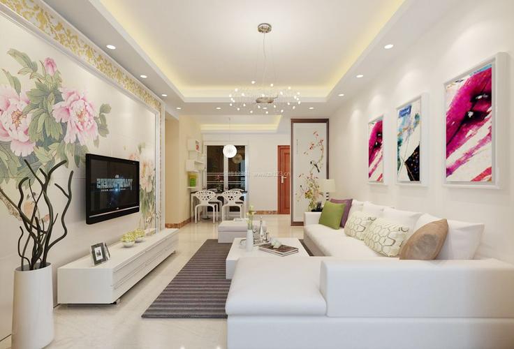 现代100平米客厅电视背景墙装饰效果图案例