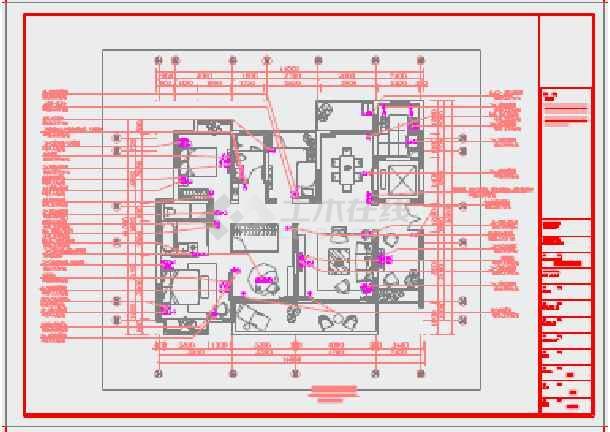 某地现代风格三室两厅住宅家装设计施工图含效果图