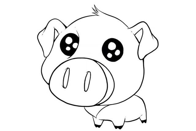 可爱的卡通小猪简笔画步骤图解教程