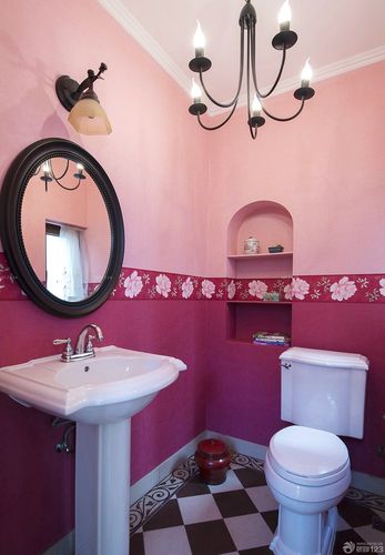 卫生间装饰粉色墙面装修效果图片