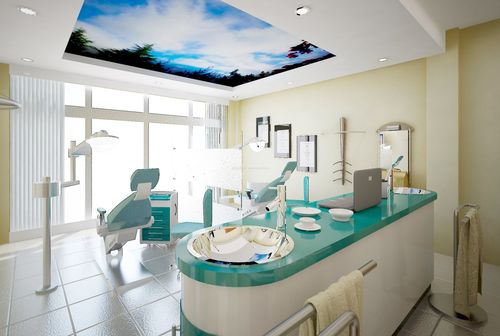 牙科诊所门面室内天花板吊顶装修设计图片装信通网效果图