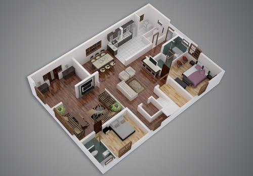 二居室户型装修布局3d效果图欣赏二居室也有好表现来源互联网