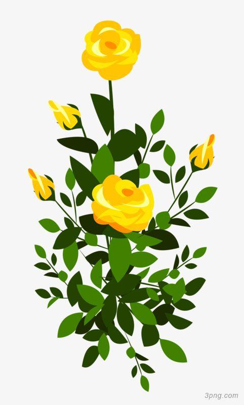 标签手绘卡通手绘黄色花朵植物卡通色彩装饰植物绿色叶子卡通动画