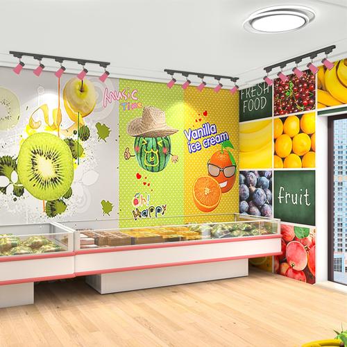 创意水果店收银台背景墙墙纸