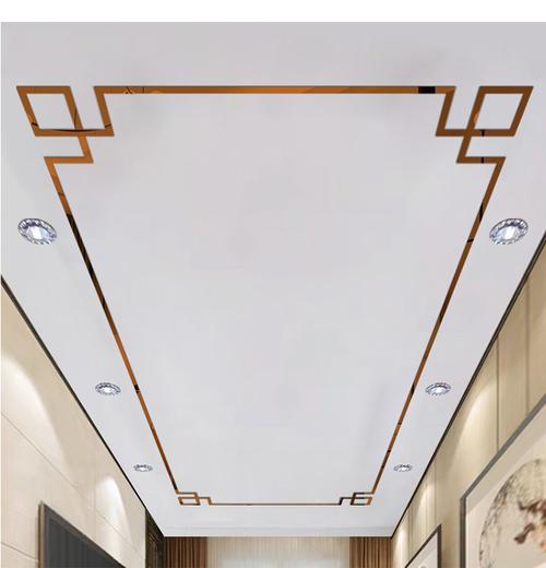 定制新中式吊顶装饰线条自粘亚克力3d立体墙贴天花板顶对角花边框美边