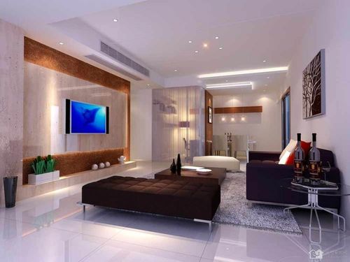 色调简洁的现代简约装修风格客厅电视背景墙设计案例效果图片