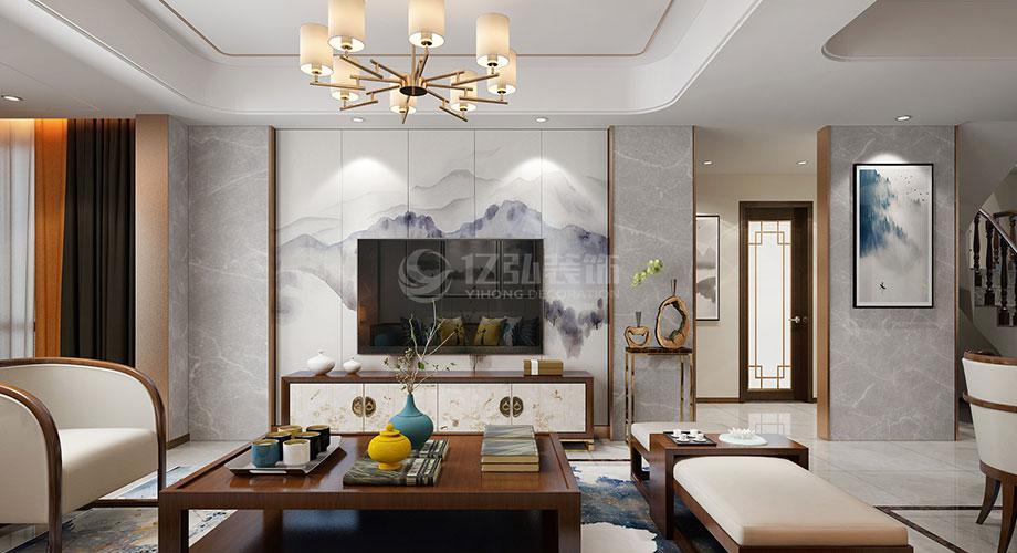 新中式风格客厅电视背景墙装修效果图合辑
