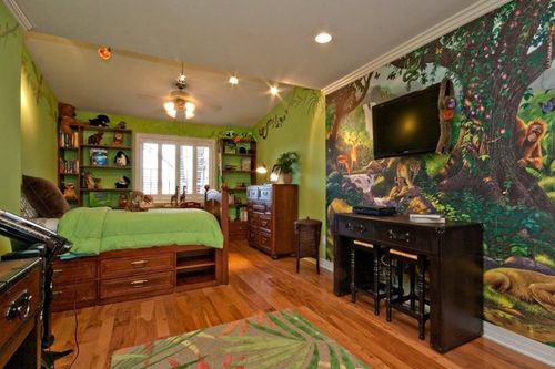 绿色森林系三居儿童房间装修效果图
