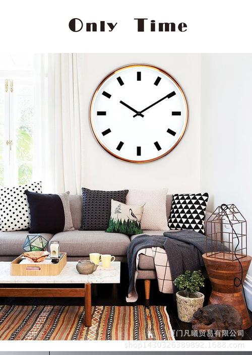16寸高档玫瑰金挂钟客厅创意金属钟表时尚欧式现代简约石英钟.