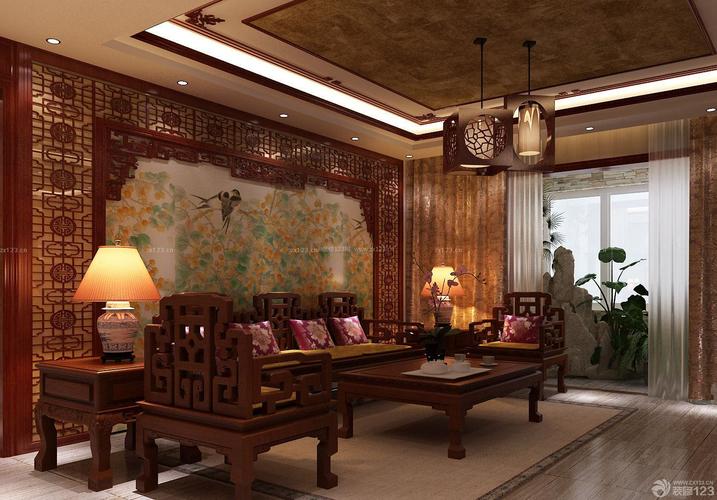 中式风格70平方客厅装修效果图片