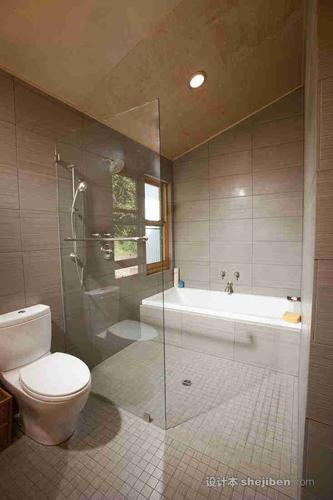 卫生间浴室半通透式半高淋浴隔断墙带储物高度设计图片
