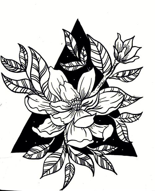 黑白花卉装饰画