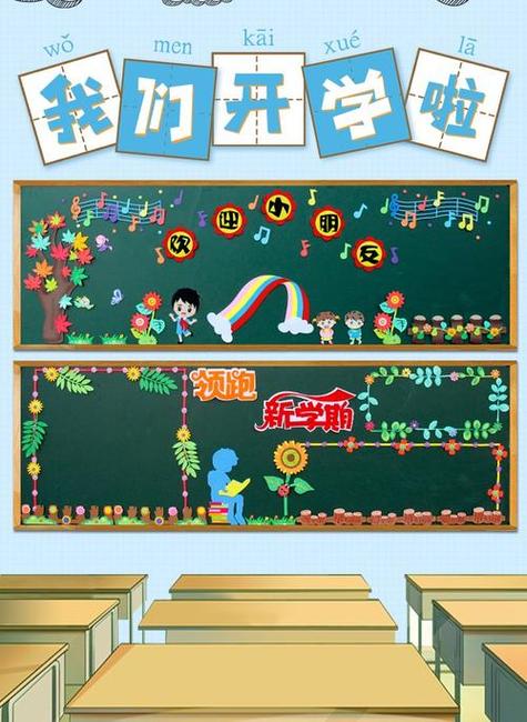 新品开学黑板报装饰墙贴新学期小学班级教室布置幼儿园主题墙泡沫