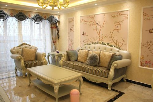 上海欧式家装客厅沙发背景墙效果图