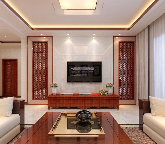 中式家装设计客厅电视墙图片装信通网效果图