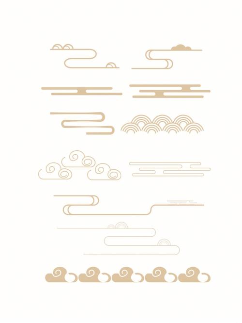 中国风传统线性祥云云纹装饰图案