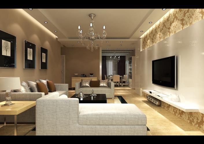 客厅墙面为咖色墙漆更具有时尚气息布艺沙发给人舒适和放松的心态