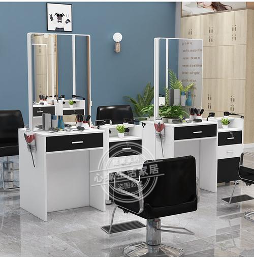 理发店镜子新品上市美发店镜子镜台单双面发廊镜子带柜子美容美发镜台