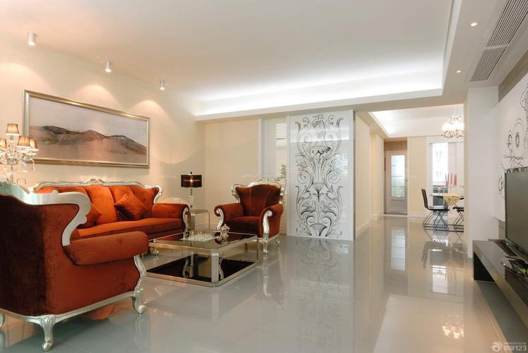 家装客厅米白色地砖装修设计图装信通网效果图