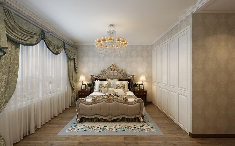 欧式风格卧室白色实木衣柜设计效果图