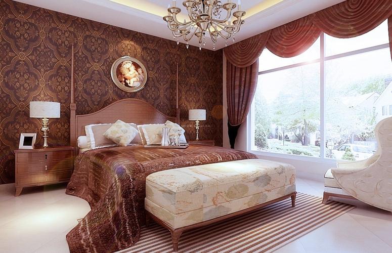 东南亚风格壁纸主卧室效果图