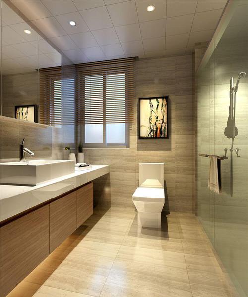 现代简约三居室卫生间瓷砖装修效果图
