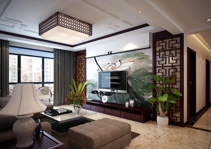 中式客厅电视背景墙设计效果图欣赏