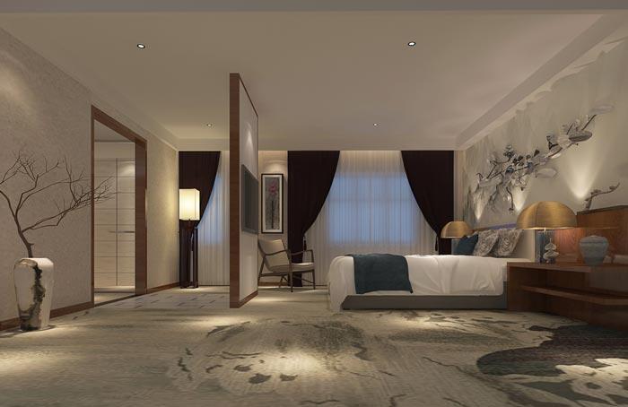 新中式精品酒店客房装修设计案例效果图