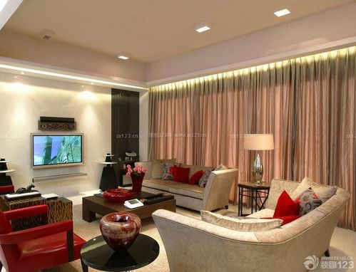 最新90平三室家庭客厅窗帘装修效果图片