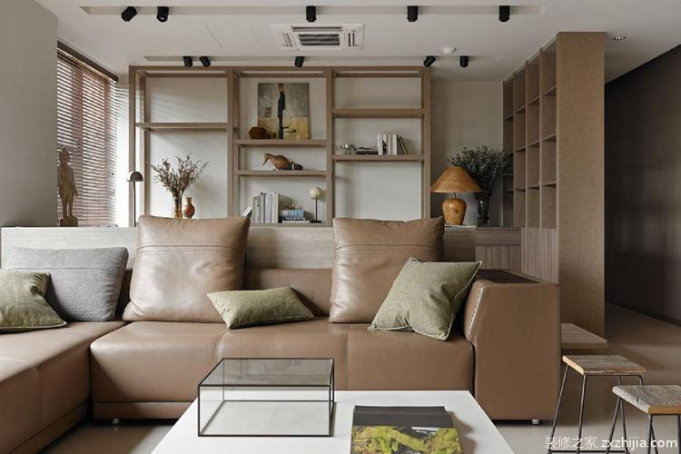 简约大气咖啡色现代风格客厅沙发装修图片