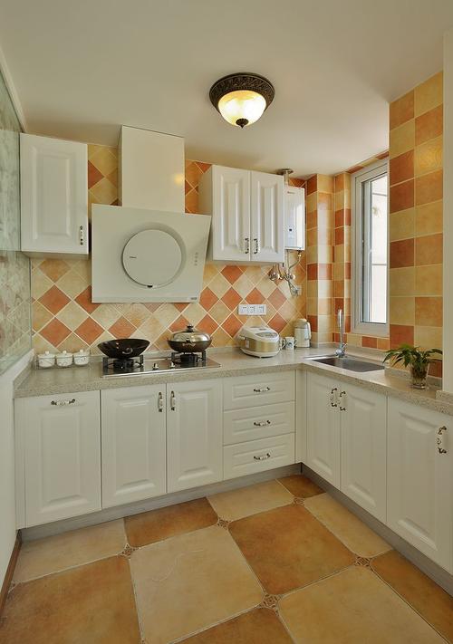 欧式厨房马赛克瓷砖装饰图美式复古风厨房马赛克瓷砖装修效果图长方形