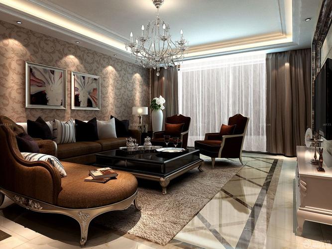 古典欧式风格120平米房子客厅装修图片设计456装修效果图