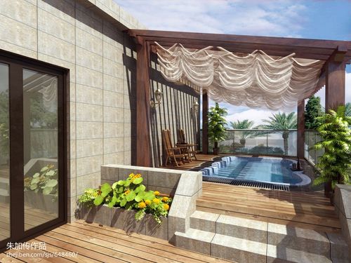 美式别墅阳台水池装修效果图
