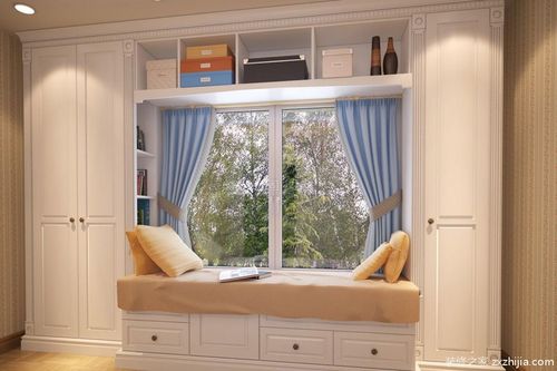 美式风格白净客厅飘窗柜子装修效果图