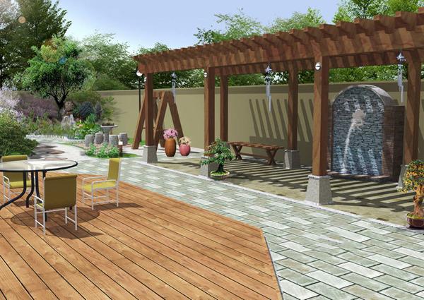 简约风格别墅庭院景观设计效果图简约风格椅凳图片