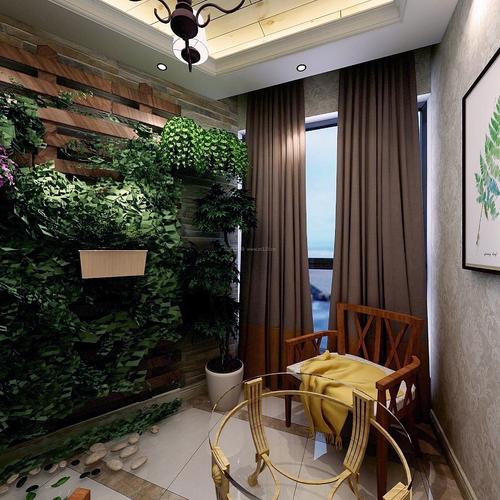美式风格玄关绿色植物墙设计图片装信通网效果图