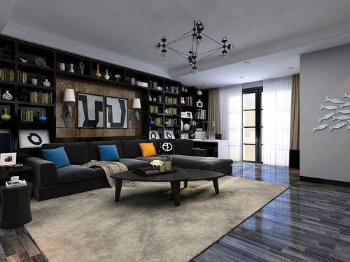 现代风格客厅沙发墙面装饰柜设计效果图
