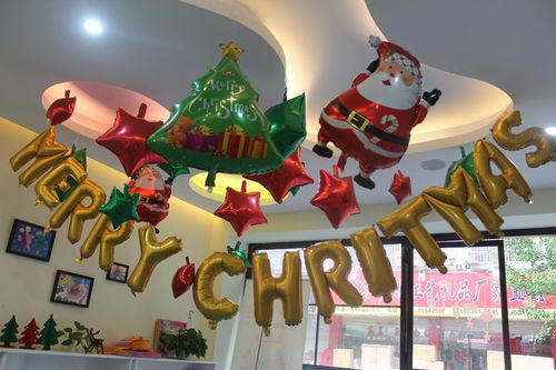 圣诞节场地装饰铝膜气球圣诞老人雪人鹿酒吧装饰气球晚会布置