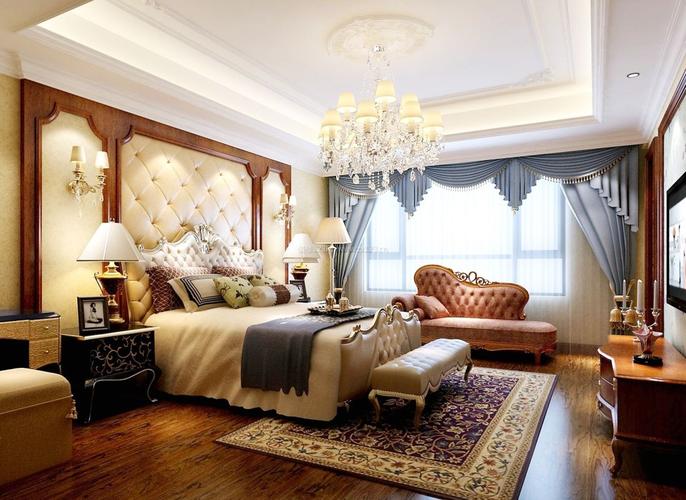 欧式古典卧室风格床头背景墙装修效果图片