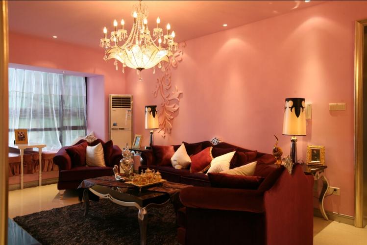 粉色公主风四室两厅欧式客厅装修效果图设计欣赏