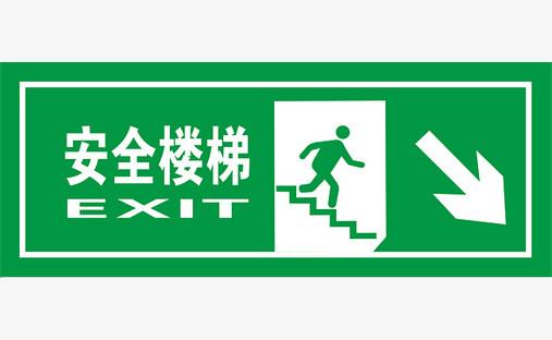 矢量绿色安全出口指示牌向右安全楼梯