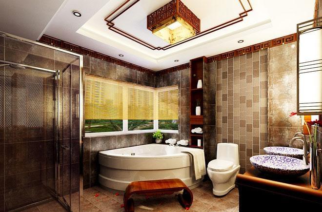卫生间中式风格古典典雅中式风卫浴间设计效果图