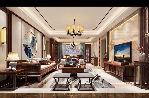 信义荔山御园178平方米中式风格平层户型客厅装修效果图