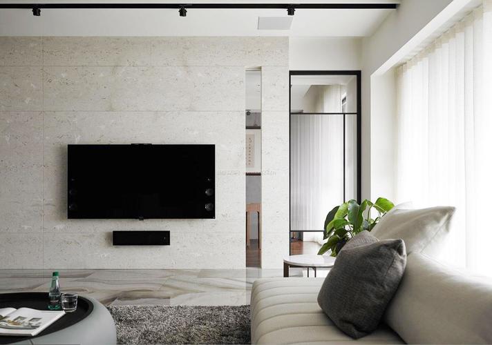 小户型新房客厅石材电视背景墙效果图