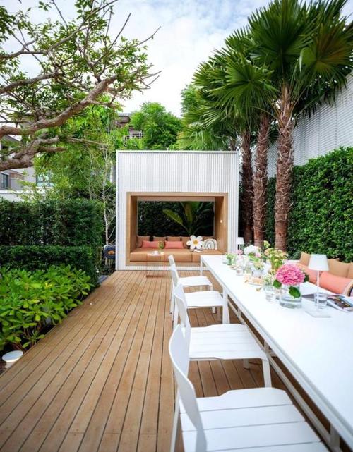 庭院设计长方形的花园这样设计能避免假大空分割出4个空间