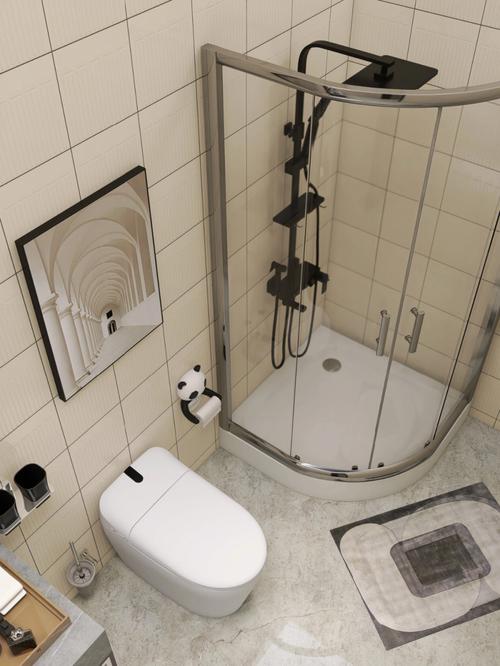 暖色系卫生间装修迷你浴室也可很到位