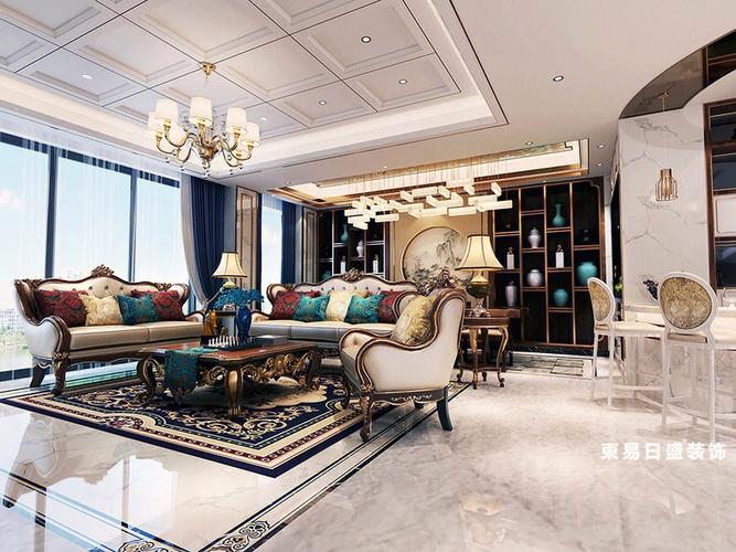 浓烈的色彩精美的造型达到雍容华贵的装饰效果78欧式客厅顶部喜用