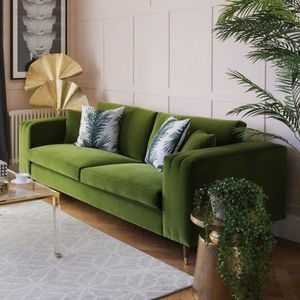 轻奢设计师布艺双人沙发北欧简约现代三人位沙发天鹅绒绿色欧式