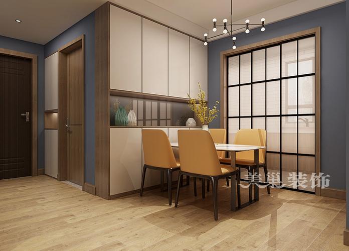 郑州光合世界小区装修三居室126平设计效果图现代餐厅餐边柜