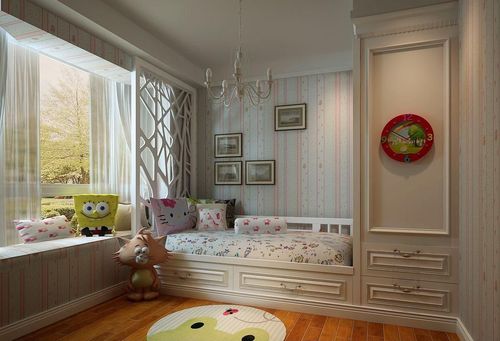荣和新城景江园欧式10平米儿童房窗帘装修设计效果图